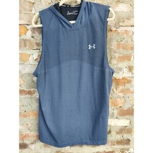 Under Armour Hoodie Mens Sz XL Blue Loose Heatgear Sleeveless Sweater Activewear
